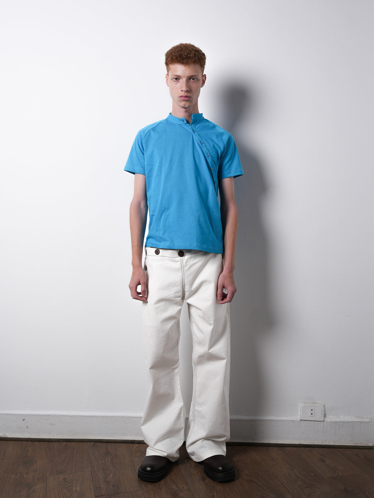 OPEN COLLAR TEE TURQUOISE 001