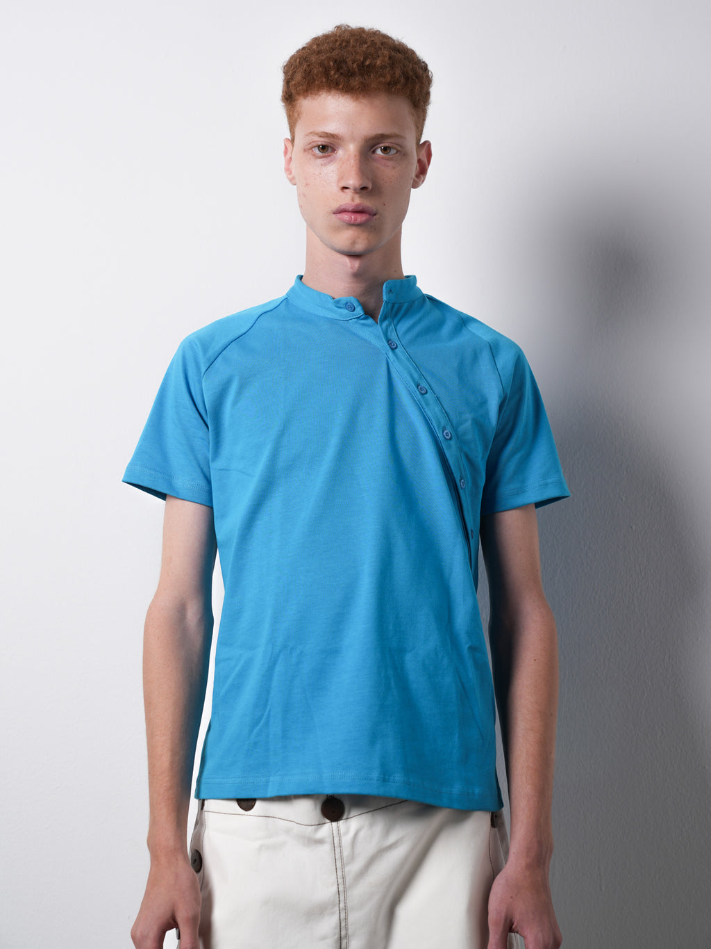 OPEN COLLAR TEE TURQUOISE 001
