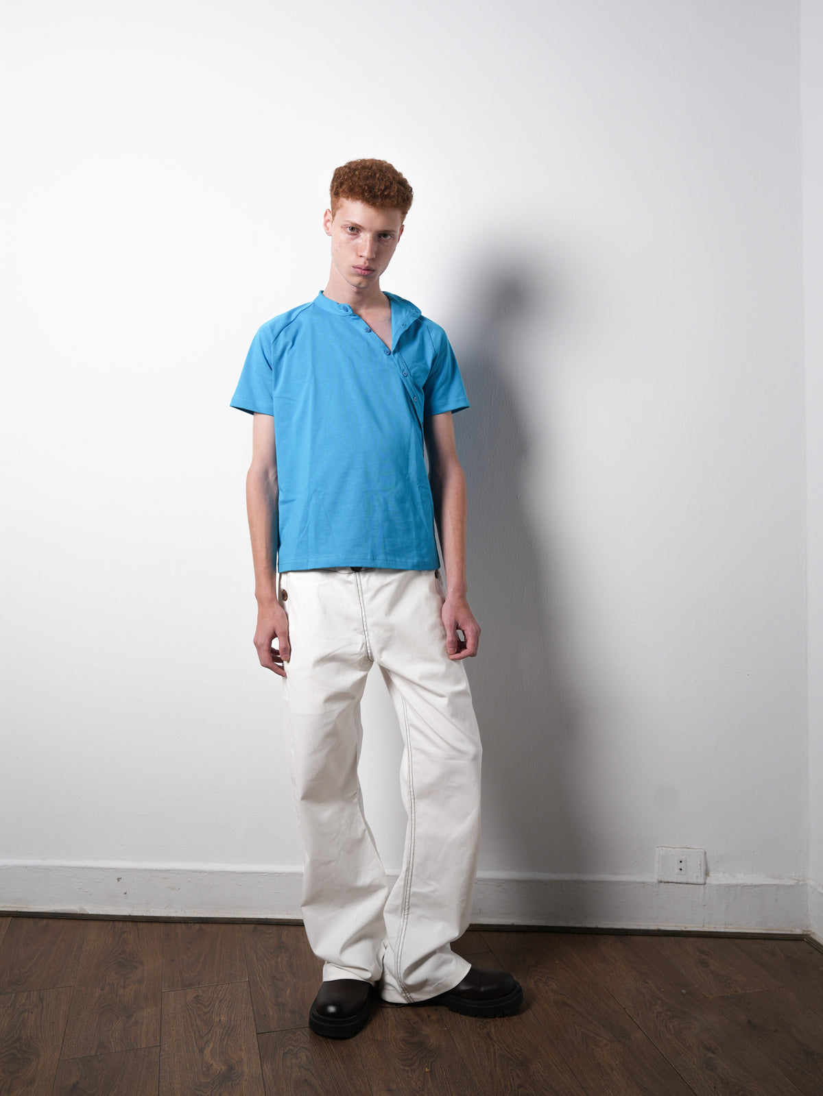 OPEN COLLAR TEE TURQUOISE 001
