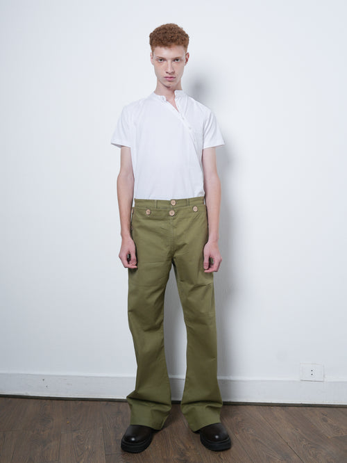 FLARE PANTS KHAKI GREEN 001